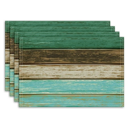 

Sanmadrola Placemats Set of 4 Farmhouse Retro Rustic Wood Texture Placemat for Dining Kitchen Table Decoration Fall Table Mats for Indoor Outdoor Party 12 x 18 Inches