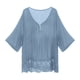 thumbnail image 5 of Blusa vintage con cuello en V y volantes de encaje para mujer - Top informal de manga 3/4 - Mezcla de algodón, lavable a mano/a máquina - Tallas M-XXXXXL, 5 of 8