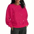 thumbnail image 7 of Ounisa Women's Long Sleeve Stylish Pullover Sweatshirt Casual Shiny Print Round Neck Top Everyday Wear Thin Hoodless Sweatshirt, 7 of 7