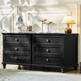 thumbnail image 4 of Bedroom 7 Drawer Dresser Set & Nightstands set w/ USB, Farmhouse Complete Bedroom Furniture Set with Spacious Storage, 3 Piece, Black, 4 of 11