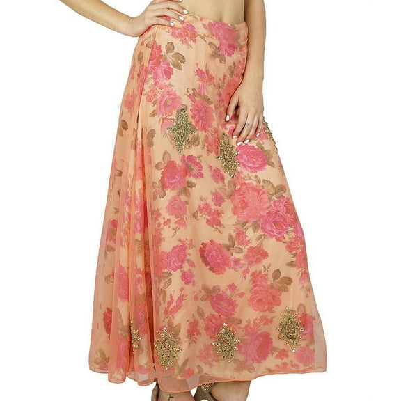 Bimba Party Wear Crop Top With Skirt Handbeaded Indowestern Dress Blouse