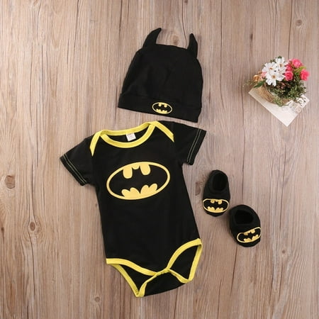 Baby Clothes Set Summer Cute Batman Newborn Baby Boys Infant  Rompers+Shoes+Hat 3Pcs Outfit Baby Boys Clothes Set | Walmart Canada