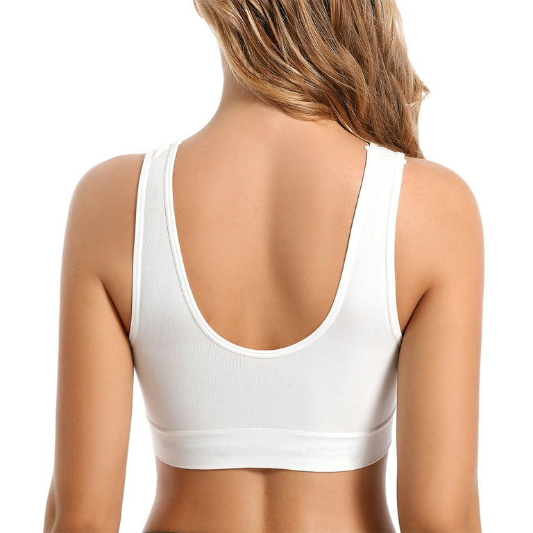 Valcatch 3 Pack Sports Bras for Women Seamless Wirefree Comfort Back  Smoothing Underwear with Pads Push up Bra Plus Size(White,2XL)