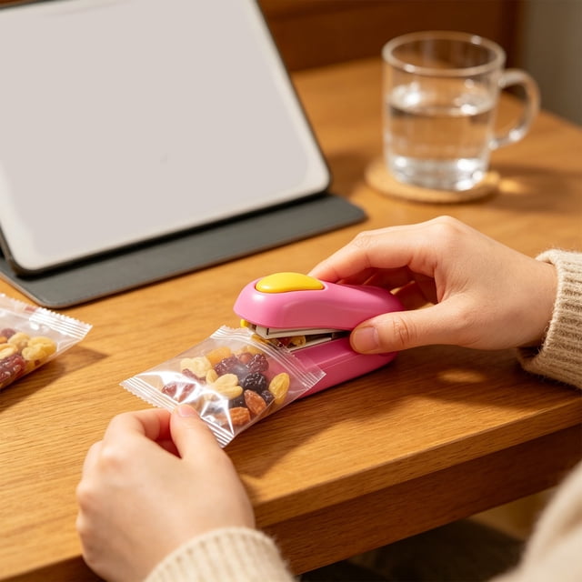 Sellador de mini bolsas de mano, sellador portátil para bolsas de snacks y almacenamiento de alimentos, Quick Seal Kitchen Gadget