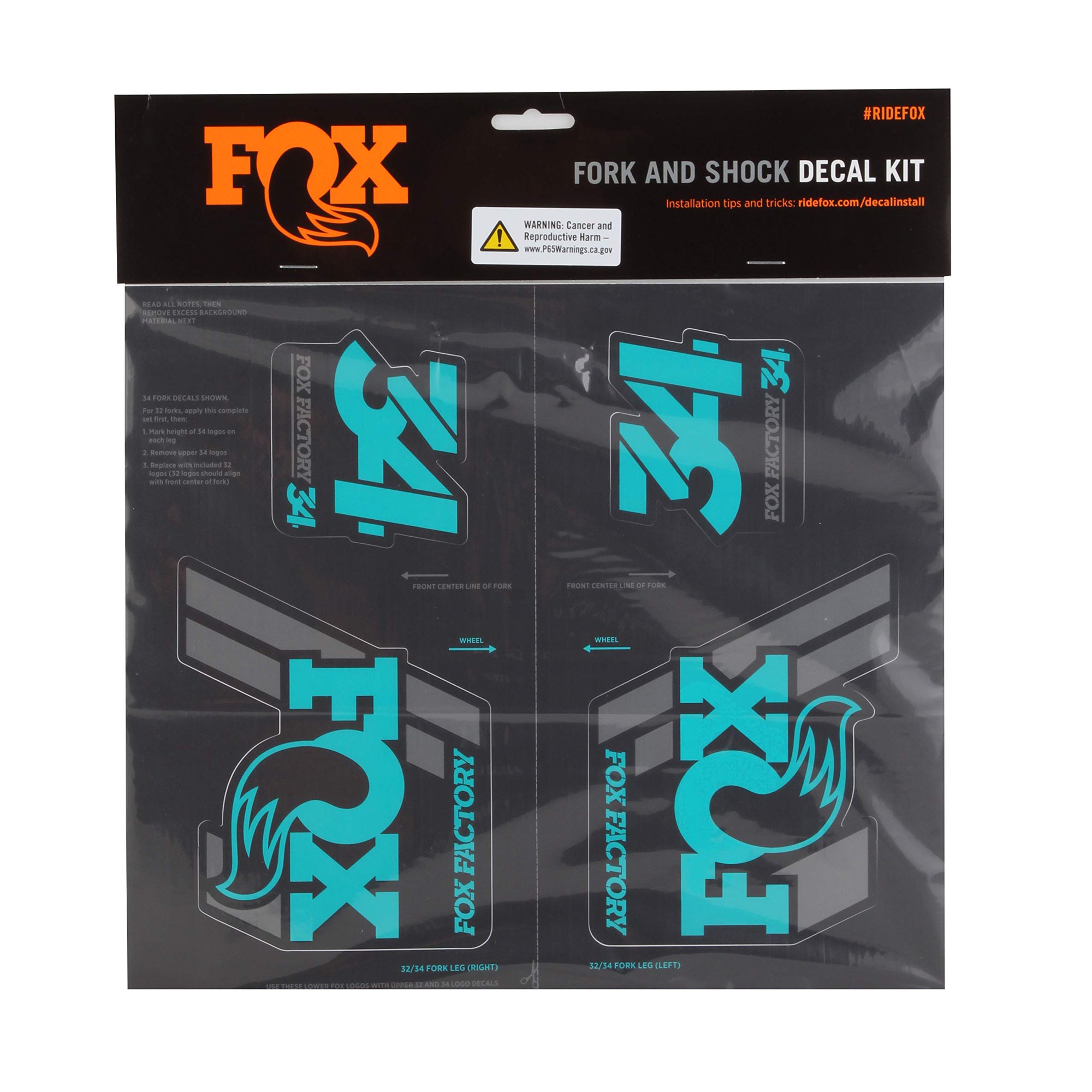 Fox Racing Shox Fork & Shock Decal Kit - Turquoise, For FOX 32, 34, 36, 38, 40 Forks