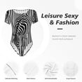 thumbnail image 4 of Fotbe Optical Zebra Illusion Women's Crew Neck Short Sleeves Bodysuit Tops Round Neck Slim Sleeveless Soft Comfortable Basic-Small, 4 of 7