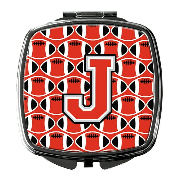 Letter J Football Scarlet and Grey Compact Mirror