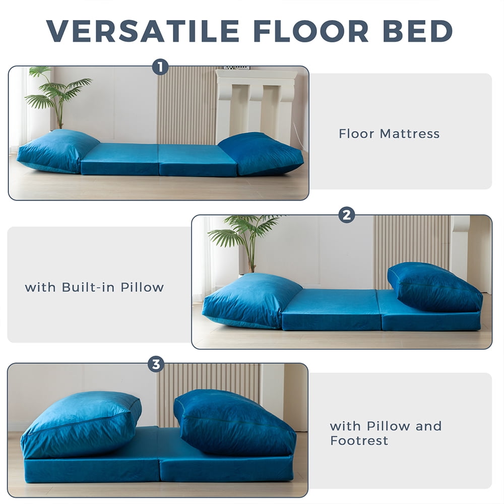 BYBYME Bean Bag Bed Folding Sofa Bed,Extra Thick and Long Fluffy 4