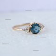 thumbnail image 2 of Blue Topaz Engagement Ring, Trio Diamond 925 Silver Ring, Delicate 18k Gold Filled Ring, Promise Ring, Minimalist Ring, Gift For Her, 2 of 5