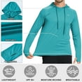 thumbnail image 5 of Satankud Men's UPF 50+ Long Sleeve Sunscreen Hoodie UV Sun Protection Hoodie with Thumbholes for Workout Fishing Hiking Sports Long Sleeve Hoodie Peacock Blue M, 5 of 7