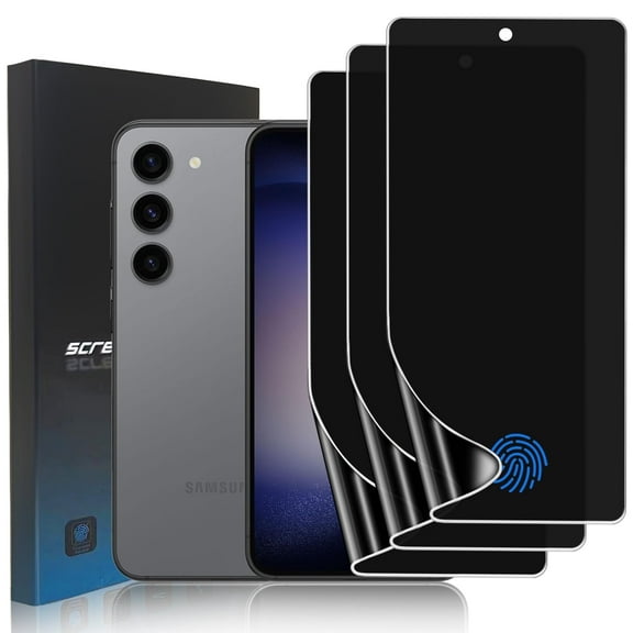 ZYQEEE Privacy Screen Protector for Samsung Galaxy S23, Anti-Spy Flexible TPU Hydrogel Film for Galaxy S22, Support Fingerprint Unlock,Curved Coverage, 3 Pack