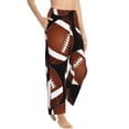 thumbnail image 2 of Kll Womens Brown Football On Black Print Pajama Pants Soft Pajama Bottoms For Women Cozy Lounge Pants, 2 of 9