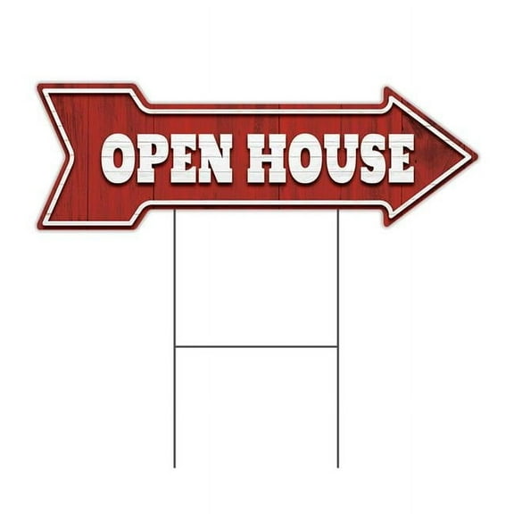 12 x 36 in. Corrugated Plastic Double Sided Arrow Sign - Open House