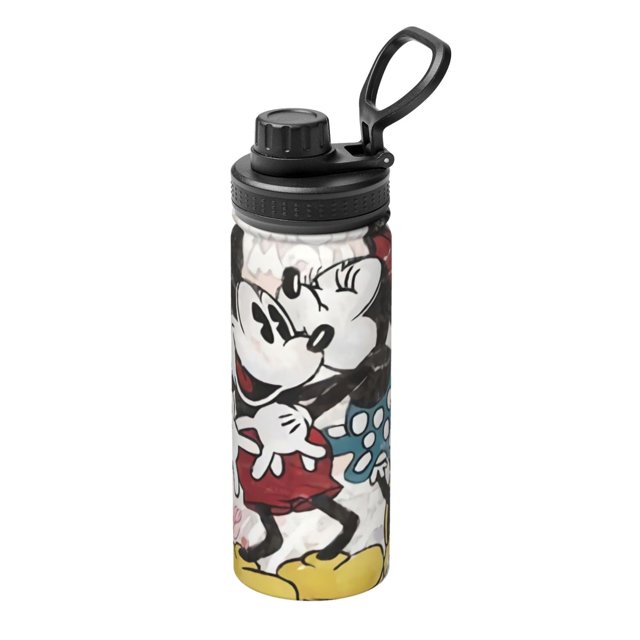 Botella de agua aislada deportiva de Mickey Mouse, de acero inoxidable, portátil, para exteriores, moderna, para viajes, fitness, estudiantes, talla única.