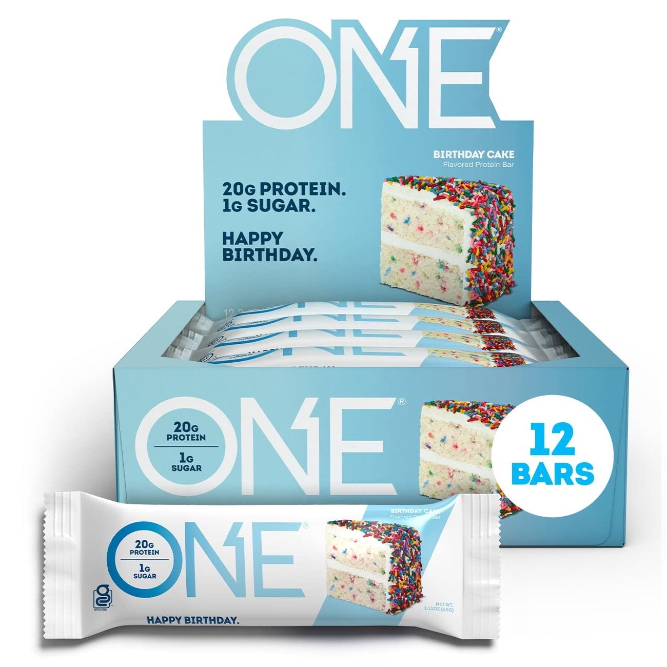 ONE Protein Supplement Bar, Birthday Cake, 20g Protein, 12 Count
