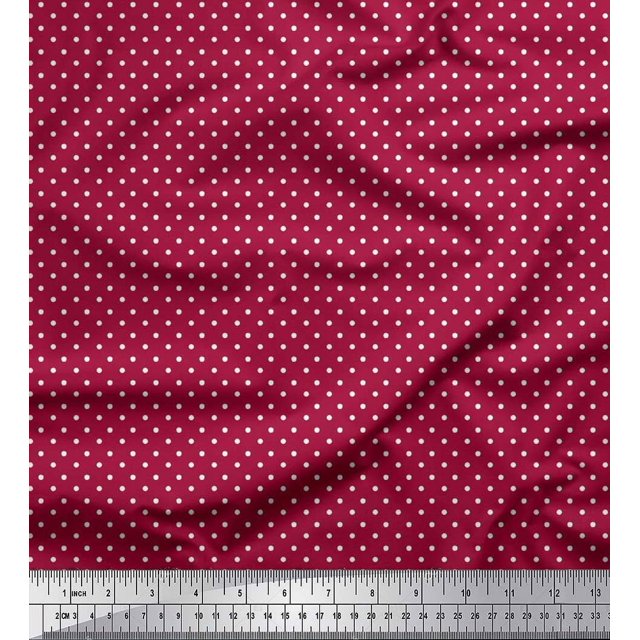 Soimoi Polyester Crepe Fabric Dots Dots Printed Craft Fabric by The Yard 52 Inch Wide