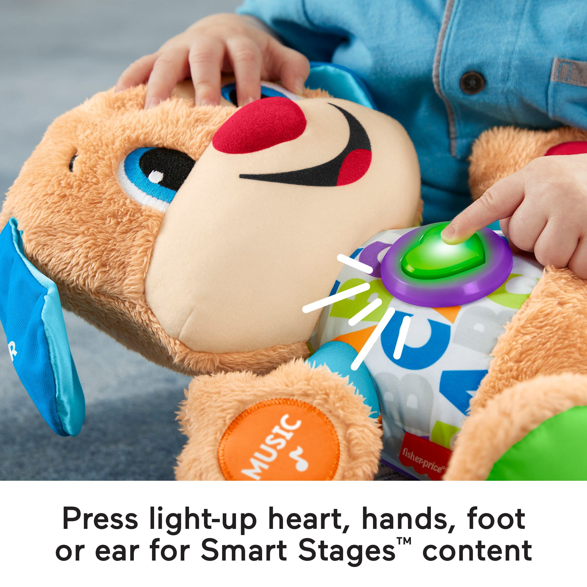 Fisher-Price Plush Baby Toy with Lights Music and Smart Stages Learning Content, Laugh & Learn Puppyâ€‹