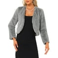 thumbnail image 1 of CHAQUETA CORTA ABIERTA INSPIRADA EN CHIC PARA MUJER, BOLERO DE FALSO PIEL DE MANGA LARGA, ABRIGO DE INVIERNO XL GRIS, 1 of 6