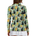 thumbnail image 2 of Yuyamidu Black Cat Long Sleeve Golf Shirts for Women Colorful Flowers Tennis Tops Casual Quarter Zip Athletic Shirt Slim Fit Activewear Size M, 2 of 8