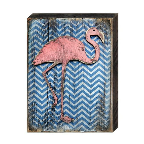 Designocracy 98544-18 Coastal Flamingo Art on Board Wall Decor