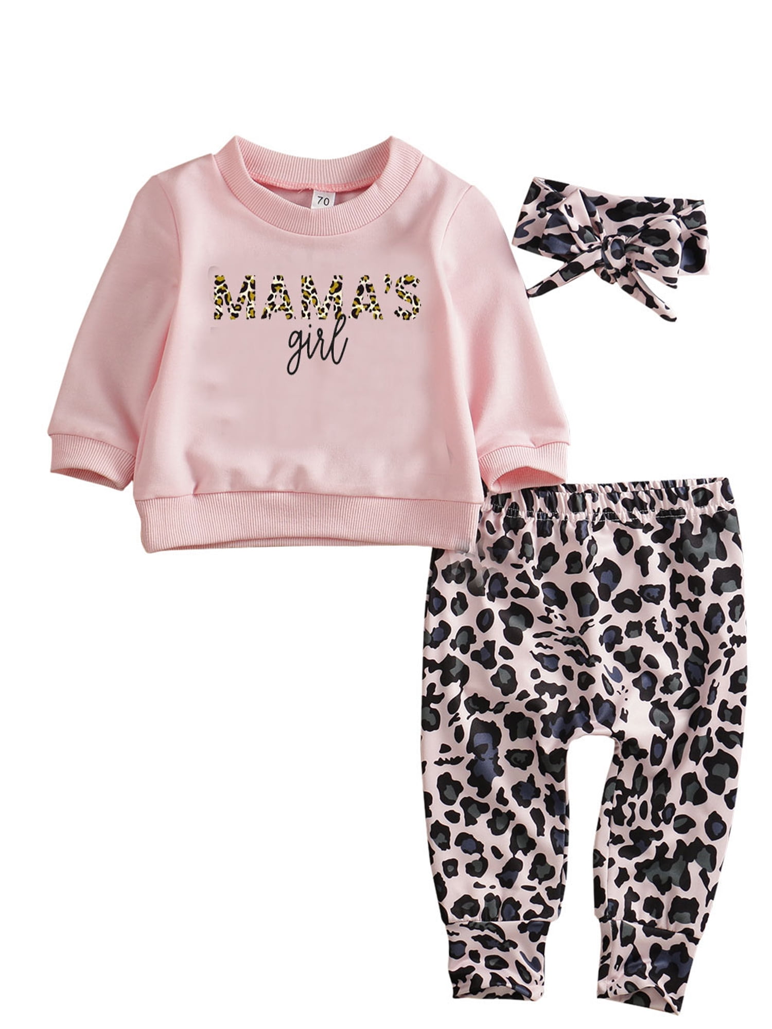 Baby Girl Outfit 2 Piece Hoodie Pants Pin Leopard 0 3 6 12 18 Months Newborn New 