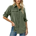 thumbnail image 3 of Aboser UPF 50+ Cargo Shirts for Women Button Down Sun Shirt Outdoor Quick Dry Tactical Shirts Breathable Mesh UV Protection Tops Roll Up Long Sleeve Tshirts Army Green XL, 3 of 9