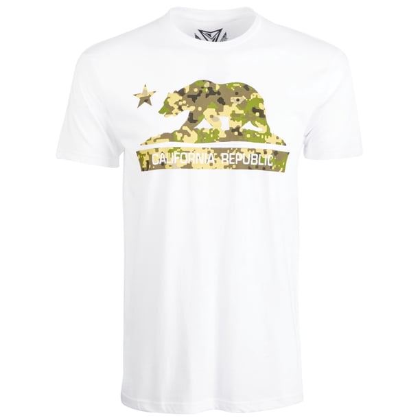 Univibe - Camiseta gráfica para hombre con diseño de oso de camuflaje de California, color blanco, pequeña