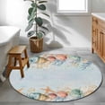 thumbnail image 4 of Area Rug 36in, Seaside Beach Watercolor Shell Floor Carpet Living Room Rug, Coastal Starfish Retro Linen Non-Slip Welcome Mat Indoor Rugs for Bedroom Dining Room, 4 of 9