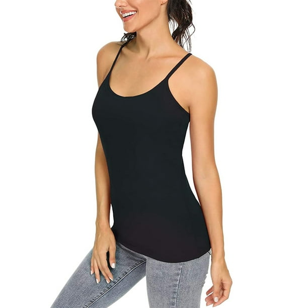 Licupiee Women's Tank Tops Camisole Built in Bra Wireless Fabric