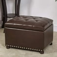 thumbnail image 6 of 24'' Leather Storage Ottoman Rectangular Foot Rest Stool with Nailhead Trim for Bedroom Living Room(Dark Brown), 6 of 13