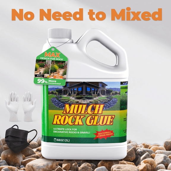 Rock Glue Mulch Glue 68oz Fast-Dry Non-Toxic Dries Clear Strong Stabilizer for Landscaping