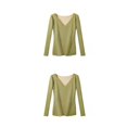 thumbnail image 3 of Jumpingount Camisa térmica Ropa interior de invierno Ropa de abrigo Multicolor Moda Lavable Top Lencería larga Artesanía Suavidad Verde Verde SG 2piezas, 3 of 6