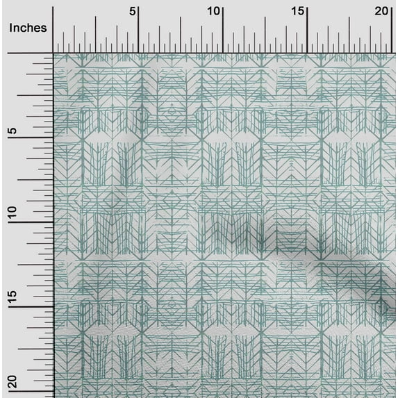 oneOone Cotton Poplin Twill Dusty Teal Blue Fabric Geometric Watercolor Craft Projects Decor Fabric Printed By The Yard 56 Inch Wide
