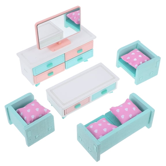 LOLIPPYY Doll House Mini Furniture Decoration Set Assorted Color Wooden Polyester Cotton Accessories for Home Use