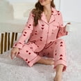 thumbnail image 5 of Womens Plus Size Heart Print Pajama Set Long Sleeve Long Pants Two Piece Sleepwear, 5 of 7