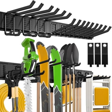 Garage Tool Organizer Wall Mount, 15 Pack Carries 675 lbs, Garden Tool Rack Organizer 48in With Large Storage Space, Heavy Duty Garage Wall Hooks for Hanging Ladder, Bike, Yard Tools, Shovel, Shed