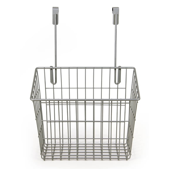 Mainstays Metal Over-the-Cabinet Basket Organizer, Silver, Ideal Use for Kitchen Organization and Accessibility