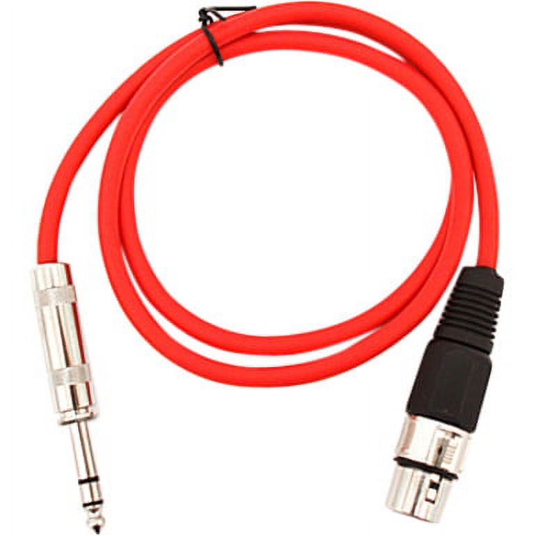 Seismic Audio SATRXL-F3, 6 Pack of Red 3' XLR Female to TRS Patch Cables