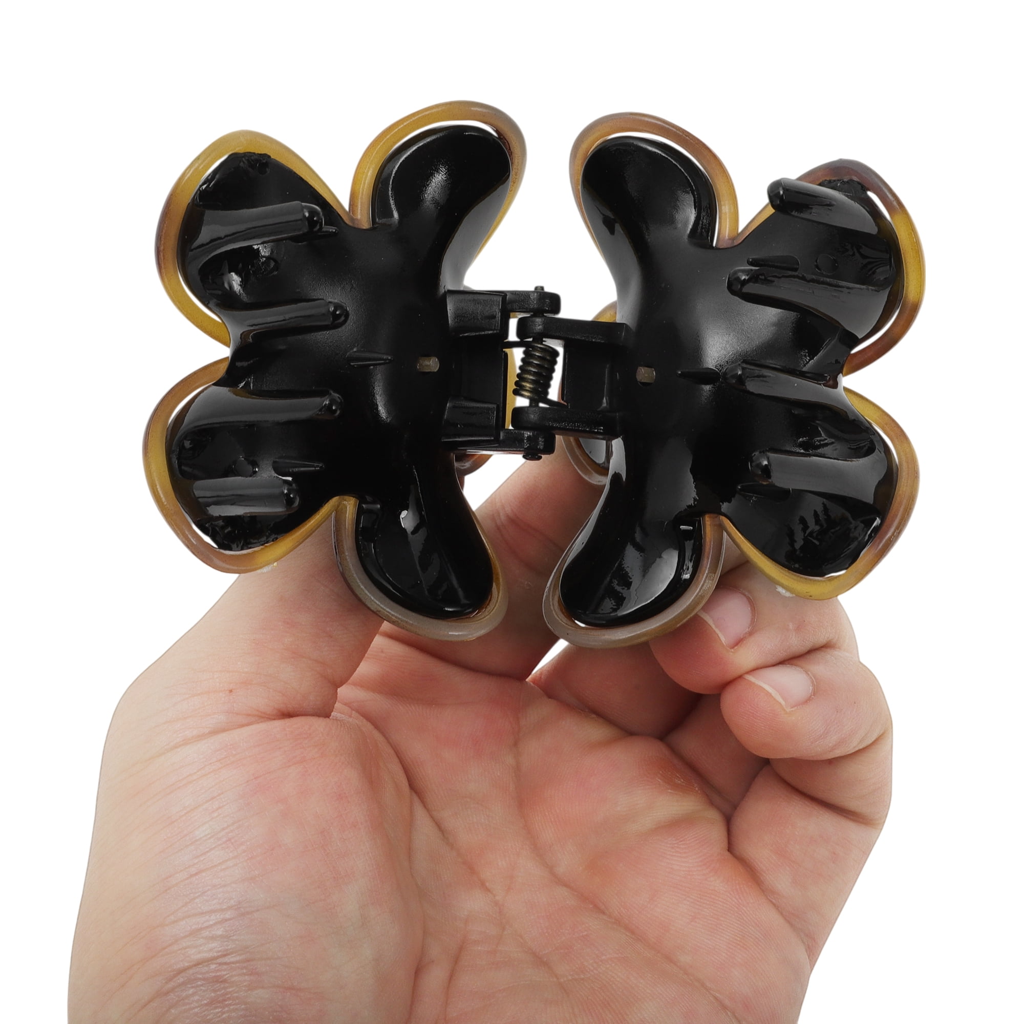 Unique Bargains Home Use Hair Accessory Five-petal Flower Hair Clips Black