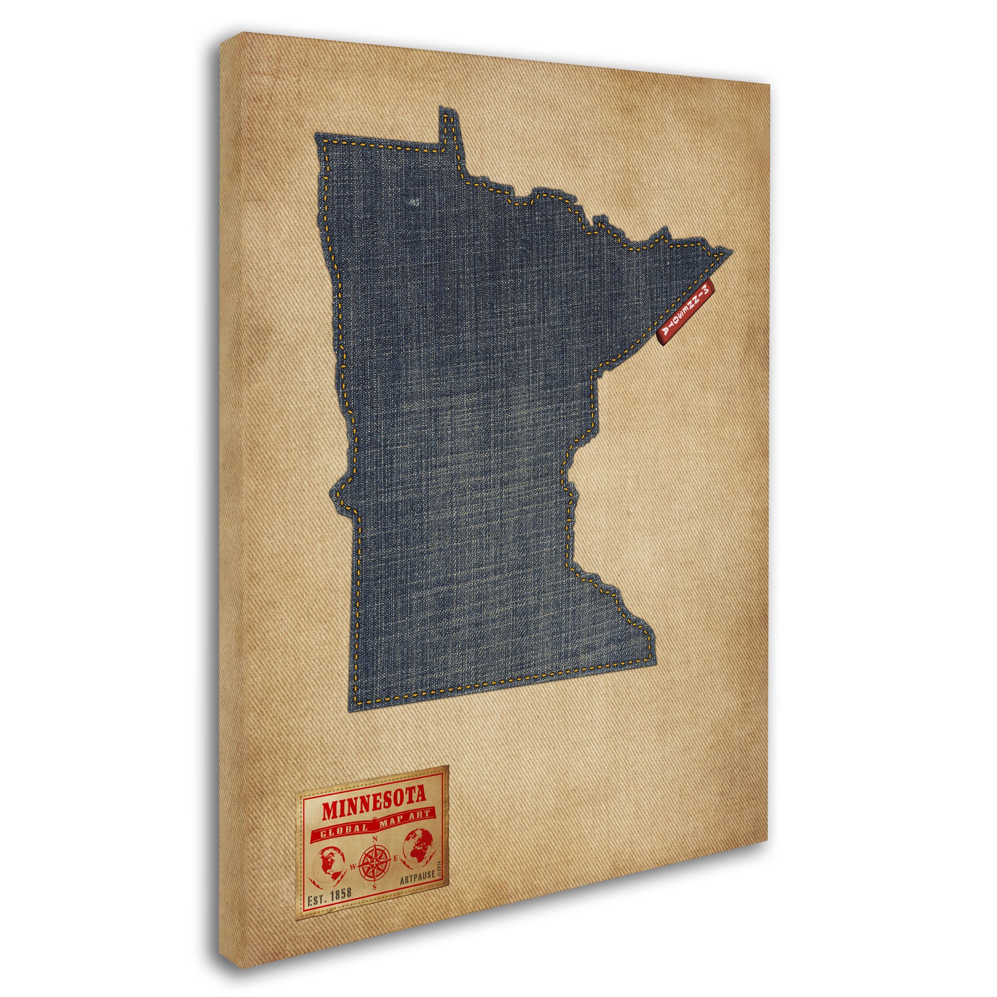 Trademark Fine Art "Minnesota Map Denim Jeans Style" Canvas Art by Michael Tompsett