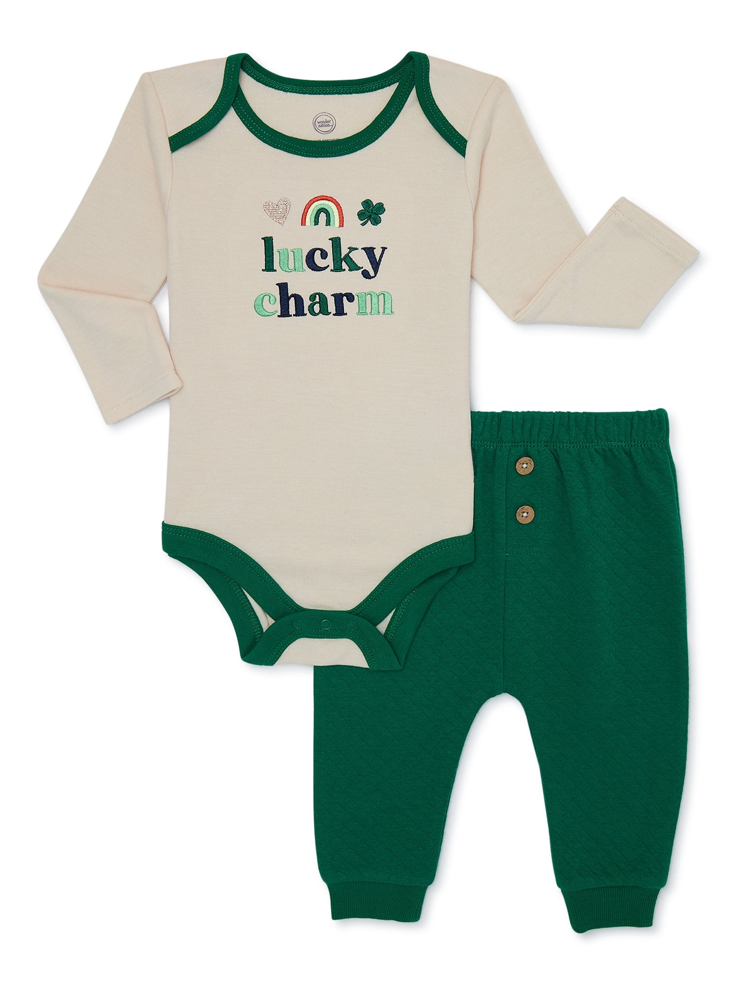 Wonder Nation Baby Girl St. Patrick Bodysuit & Pants Set, 2-Piece, Sizes 0M-24M