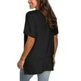 thumbnail image 2 of SAYFUT Womens Tops V Neck T Shirt Rolled Sleeve Side Split Tunic Tops Summer Ladies Fitness Casual T-Shirt,Black Plus Size S-3XL, 2 of 7