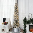 thumbnail image 2 of HOMCOM 7 Foot Snow Flocked Artificial Pencil Christmas Tree with Lights, 2 of 10
