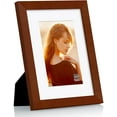 thumbnail image 2 of 6x8 inch Picture Frames Made of Solid Wood and HD Glass Display Photos 4x6 with Mat or 6x8 Without Mat 6PK Brown, 2 of 8