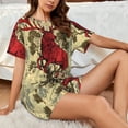 thumbnail image 4 of Cauagu Mythical Red Stag Illustration for Women's Round Neck Pajama Set,Short-Sleeved Pajamas Soft Sleepwear Set Summer Pajamas Set Lounge Sets 2-Piece Pj-3X-Large, 4 of 6