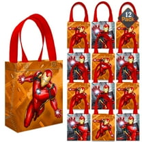 Iron Man Party Favor Bags Set – 12 Pack 8" Marvel Goodie Bags for Kids Bulk Reusable Mini Totes | Avengers Iron Man Birthday Party Supplies