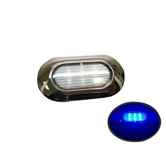 Pactrade Marine Boat Blue LED Light SS304 Housing Surface Mount 12V 22 Lumen IP67 6 LEDs