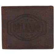 Mens Orlando Printed Logo RFID Cowhide Leather Mens RFID Wallet