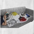 thumbnail image 6 of Fitness Soft Flannel Fleece Throw Blanket, Realistic Vivid Workout Items Burning Calories Weight Loss Athletic Motivation, Cozy Plush for Indoor and Outdoor Use, 70" x 90", Multicolor, by Ambesonne, 6 of 6