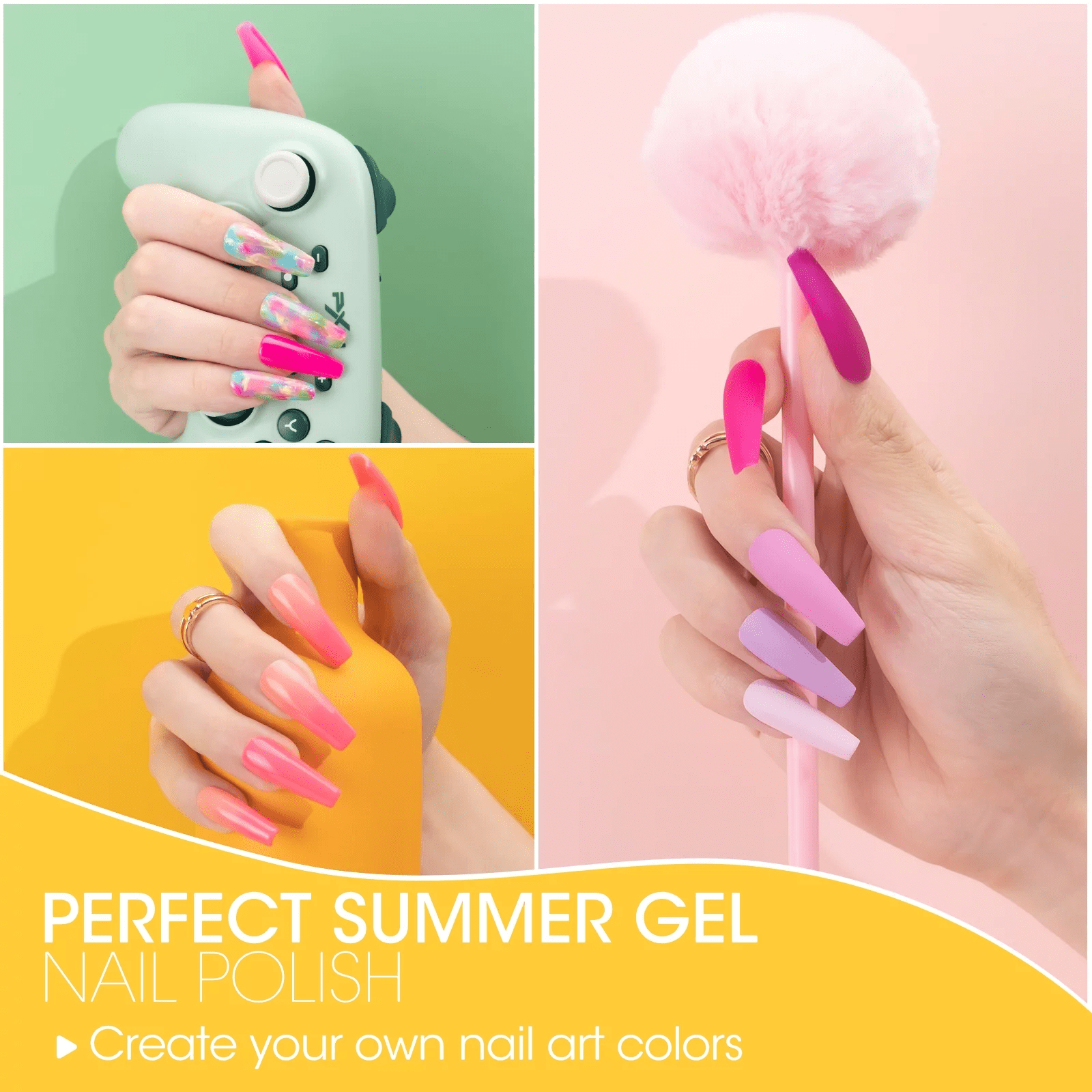 Perfect Summer Gel Nail Polish Kit, 20 Colors Gel Polish Macaron Candy UV Nail Polish Gel Set with Glossy Base Top Coat Matte Coat, Manicure DIY Salon Nail Art Gift for Women Girls
